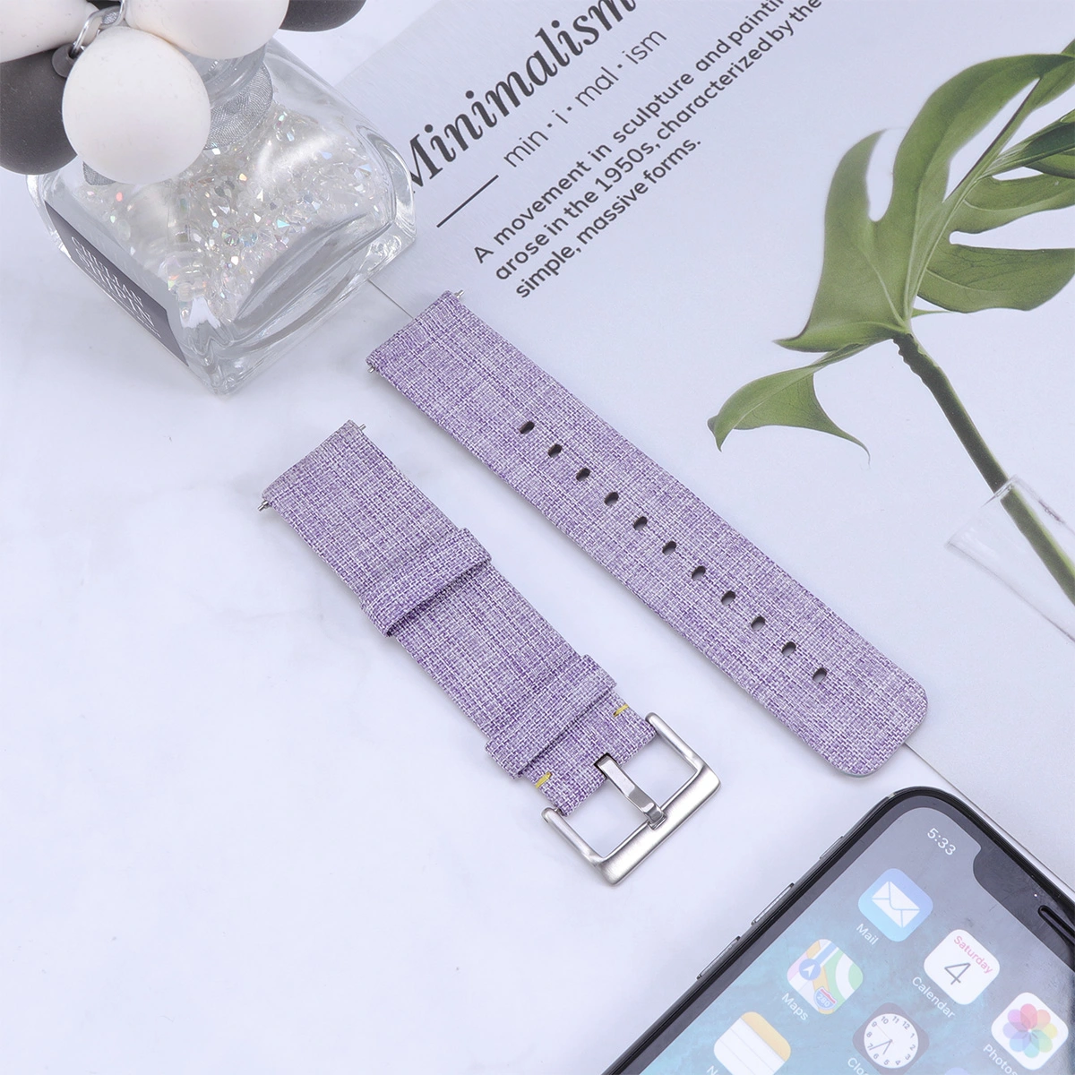 Delicate Canvas Strap Smartwatch Replaces Strap Compatible for Fitbit Versa (Purple)