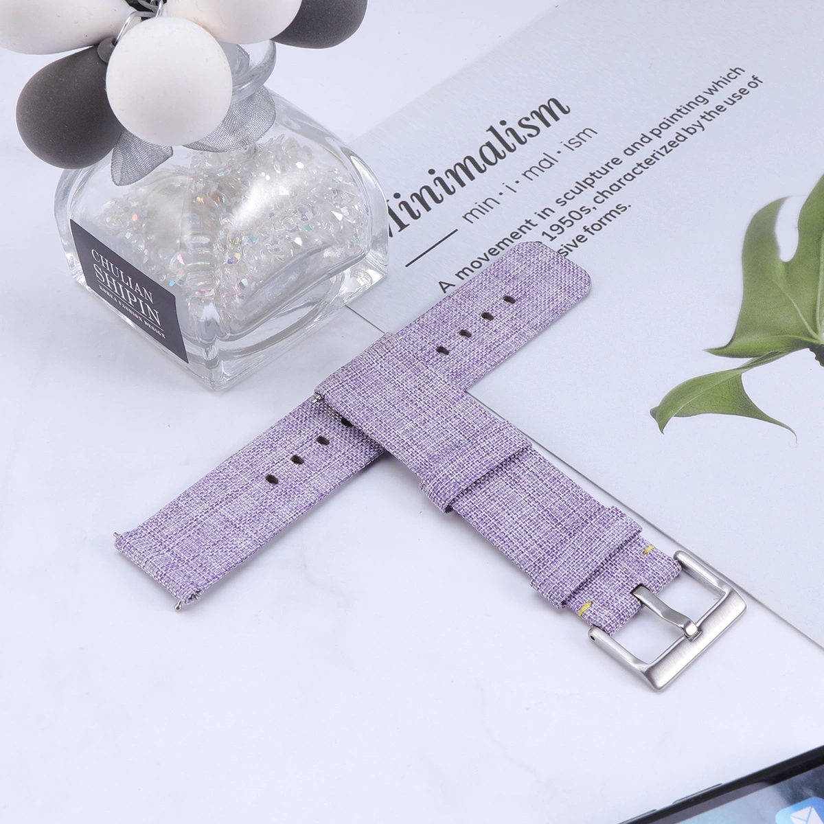 Delicate Canvas Strap Smartwatch Replaces Strap Compatible for Fitbit Versa (Purple)