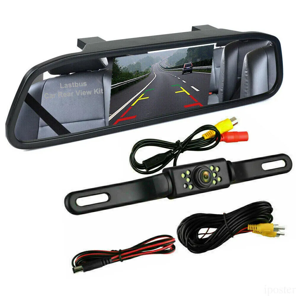 1 Set Car Backup Camera 4.3" Rear View Mirror Cam Reverse Night Vision Vehicles Parking System Driving Camera