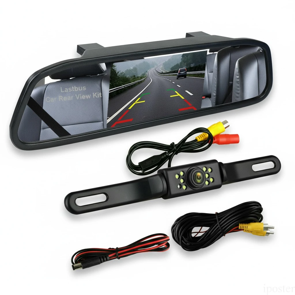 1 Set Car Backup Camera 4.3" Rear View Mirror Cam Reverse Night Vision Vehicles Parking System Driving Camera