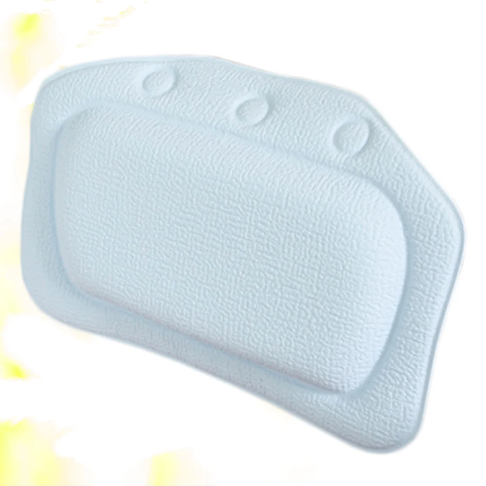 1Pc PVC Sponge Bathtub Cushion with Suction Cup Spa Bath Pillow for Head Shoulder Neck Support(Sky-Blue)