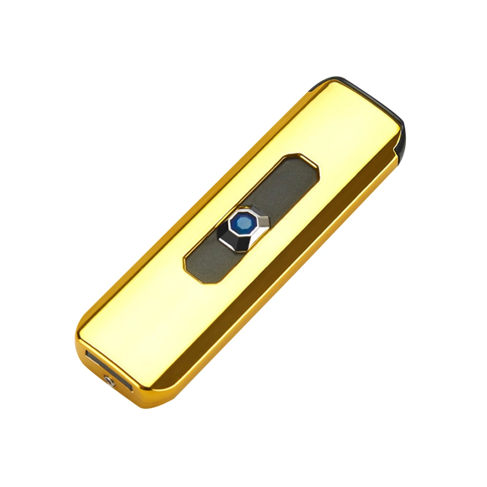 1pc Windproof USB UP Push Type Rechargeable Cigarette Lighter Electric Flameless Lighter Cigar Lighter (Golden)