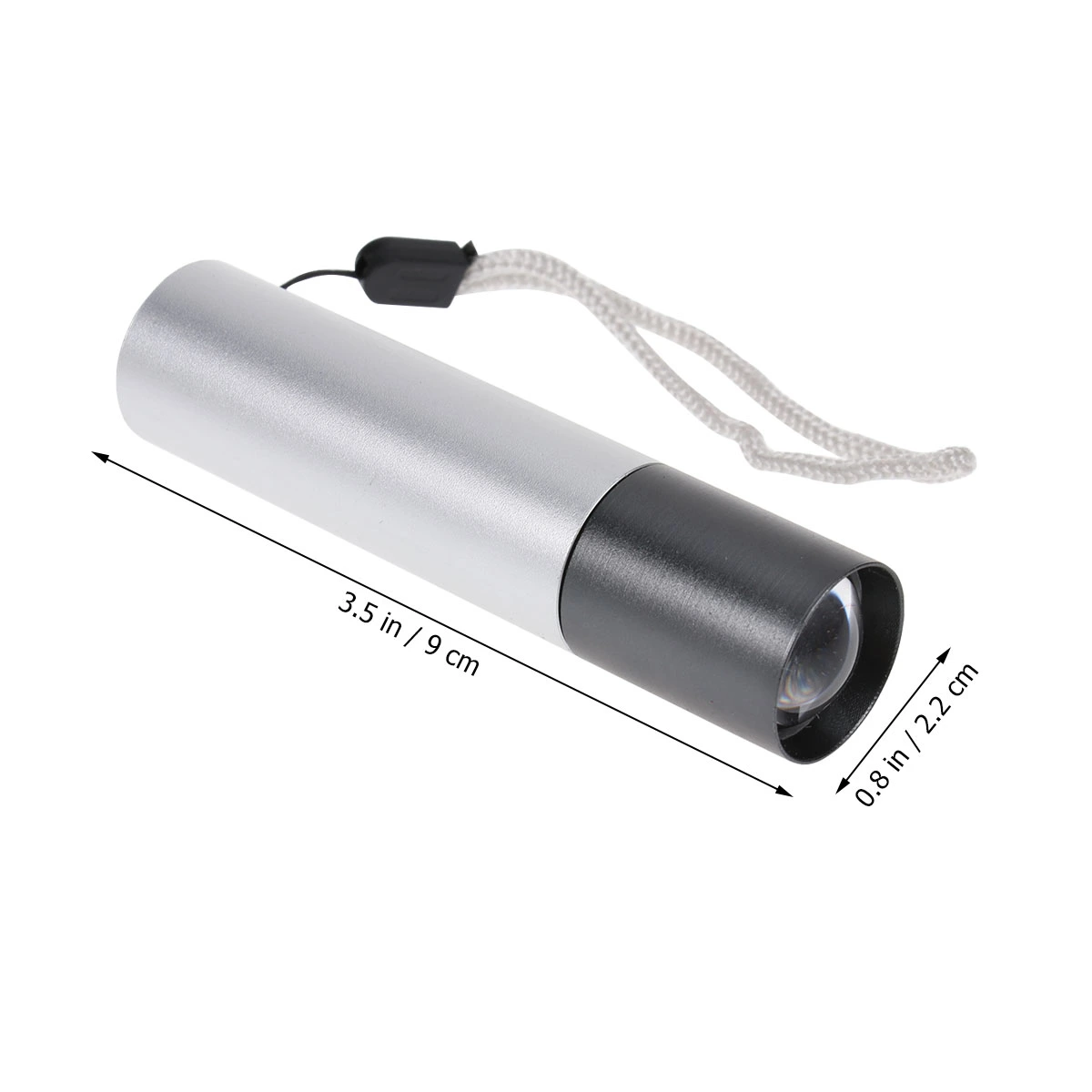 LED USB Mini Telescopic Zoom Outdoor Glare Lighting Rechargeable Flashlight(Silver+White)