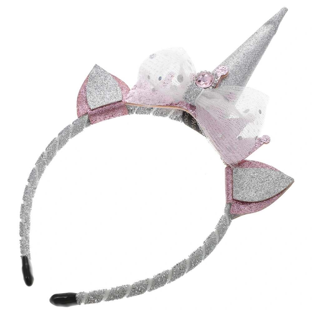 Kids Unicorn Mesh Hairband Plush Ears Hair Lovely Headdress Party Favors Photo Props for Birthday Festival