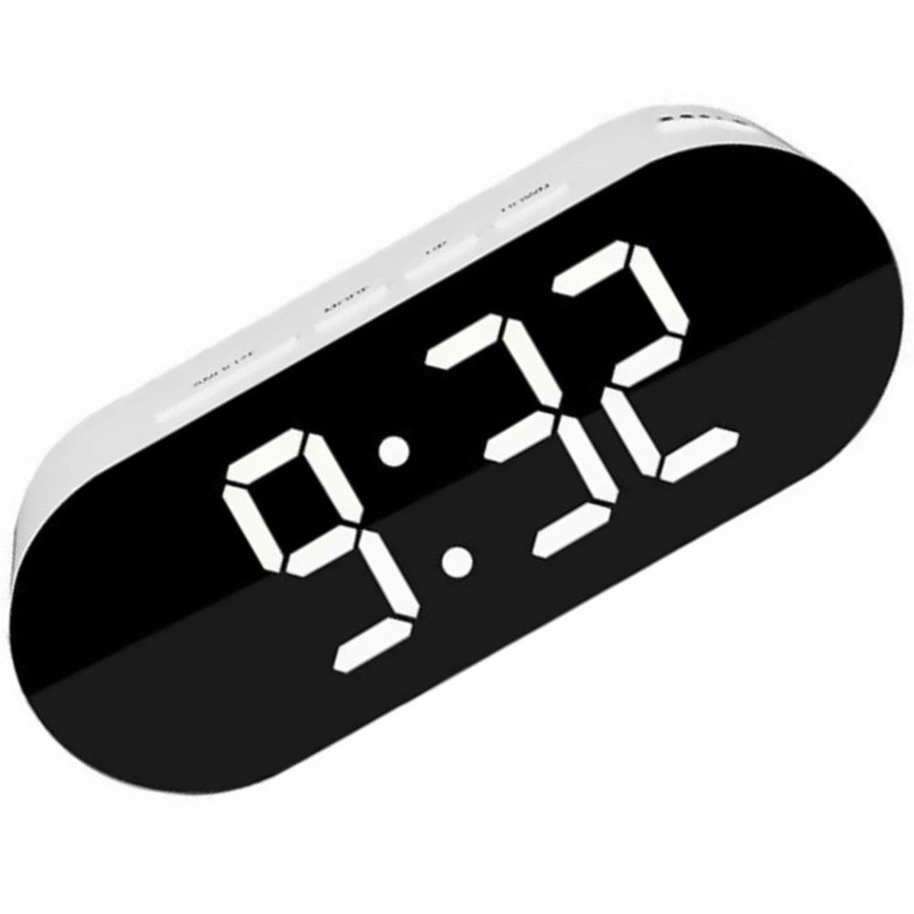 Mirror Surface Digital Alarm Clock LED Electronic Alarm Clock(No Battery)