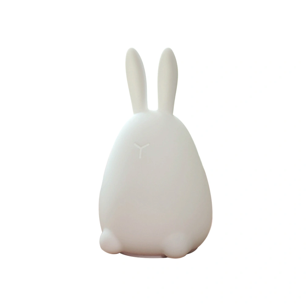 Rabbit LED Night Light Lamp Silicone Tap Control Color Changing Light for Girls Children Kids Gift Bedroom Living Room Decoration (White)