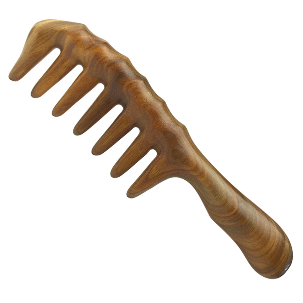 Portable Hair Comb Wooden Wide Tooth Comb Green Sandalwood Massage Comb