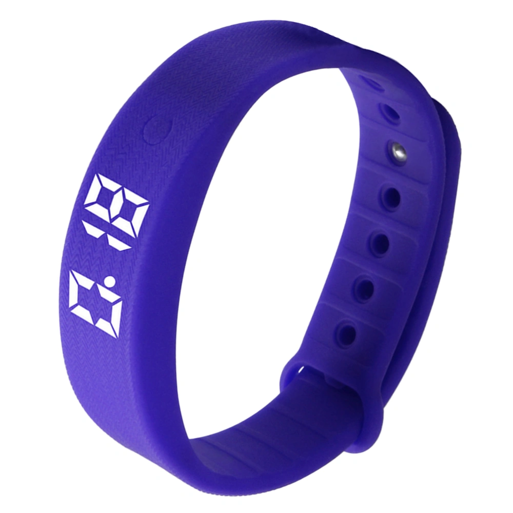 Waterproof Men Women Sports Pedometer Fitness Bracelet LED Touch Screen Temperature Monitoring Smart Wristband (Purple)