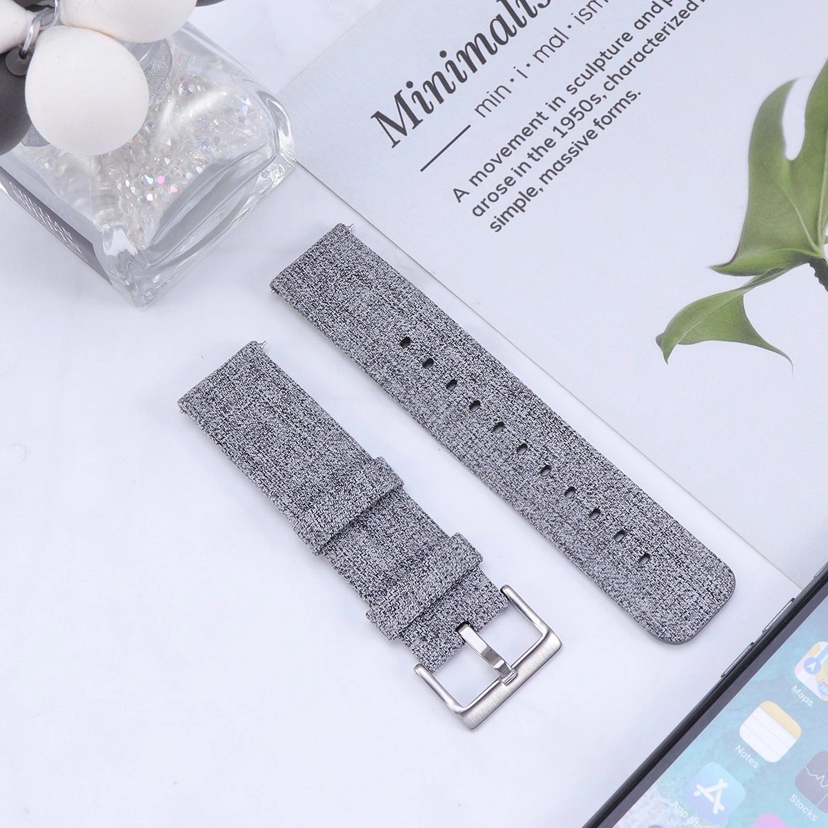 Delicate Canvas Strap Smartwatch Replaces Strap Compatible for Fitbit Versa (Grey)