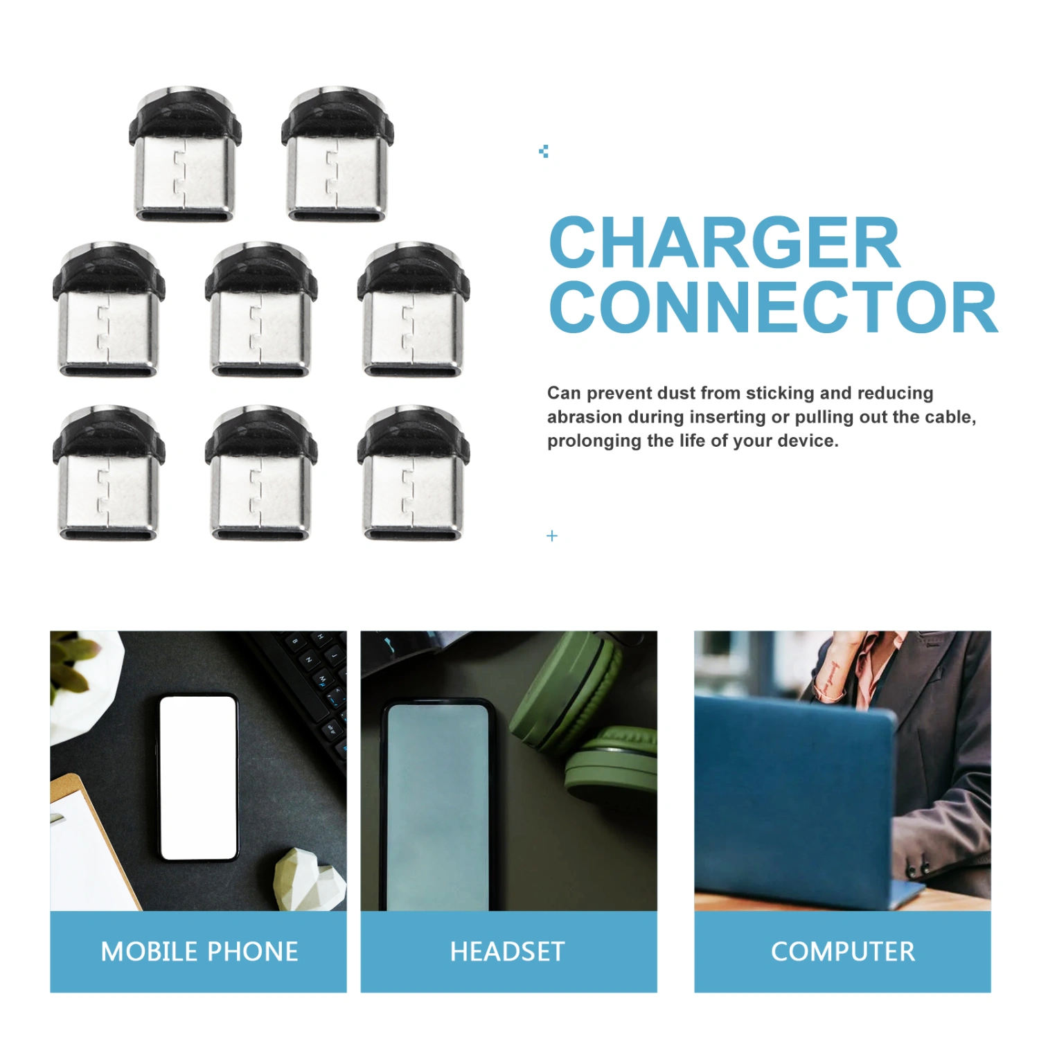 8Pcs Portable PVC USB-C Magnetic Adapter Rotatable Magnetic Charging Tip Head