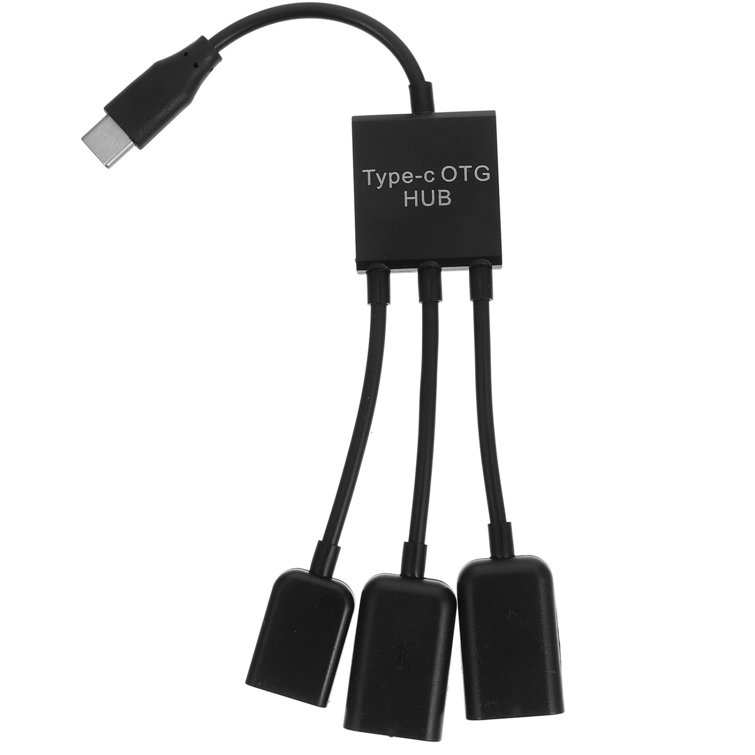 3 In 1 OTG Cable Micro USB Type-C 3.1 HUB Male to Female Double USB Ports OTG Adapter Cable (Black)