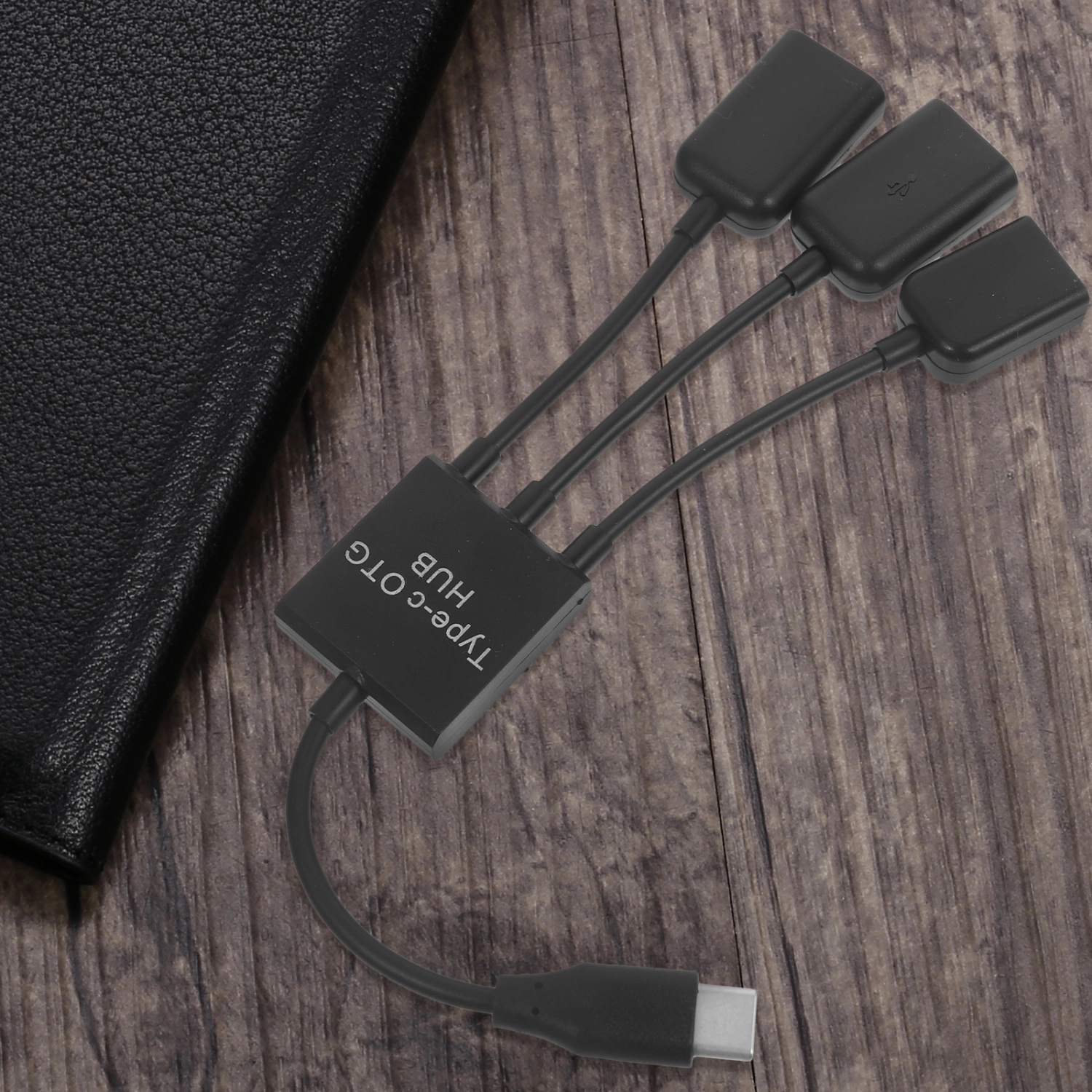 3 In 1 OTG Cable Micro USB Type-C 3.1 HUB Male to Female Double USB Ports OTG Adapter Cable (Black)