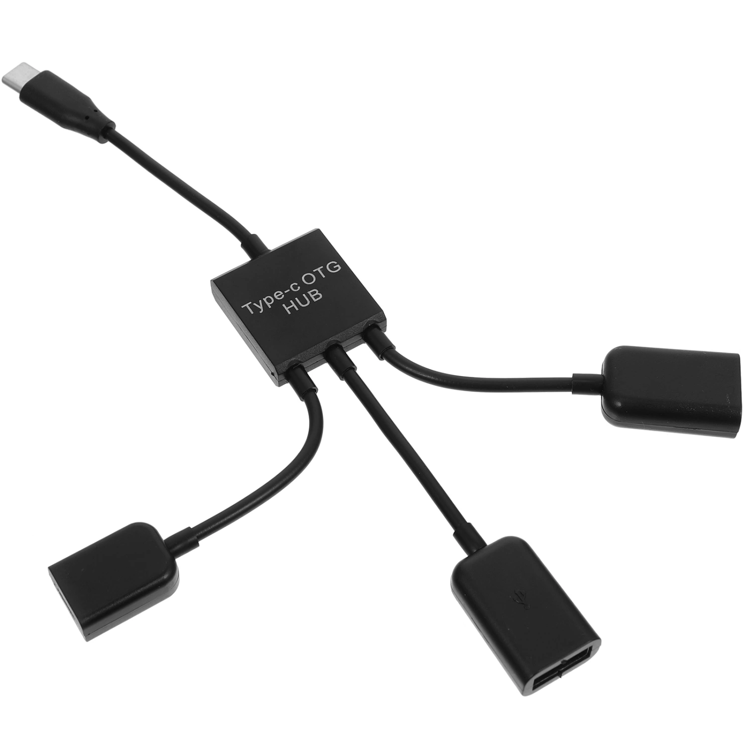 3 In 1 OTG Cable Micro USB Type-C 3.1 HUB Male to Female Double USB Ports OTG Adapter Cable (Black)