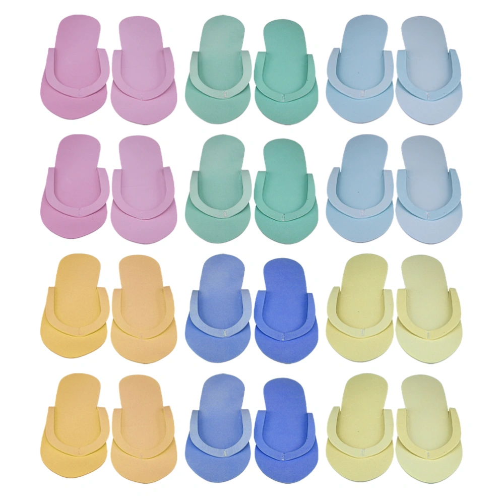 12 Pair Disposable EVA Slipper Hotel Single Use Slippers Travel Environment Slippers (Random Color)