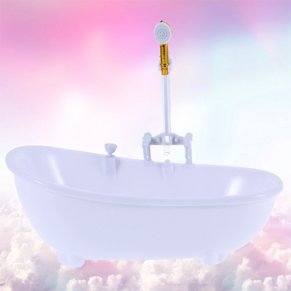 2pcs Electric Water Spraying Bathtub Bathing Pool Swimming Pool with Sprayer for Doll Without Battery (White)