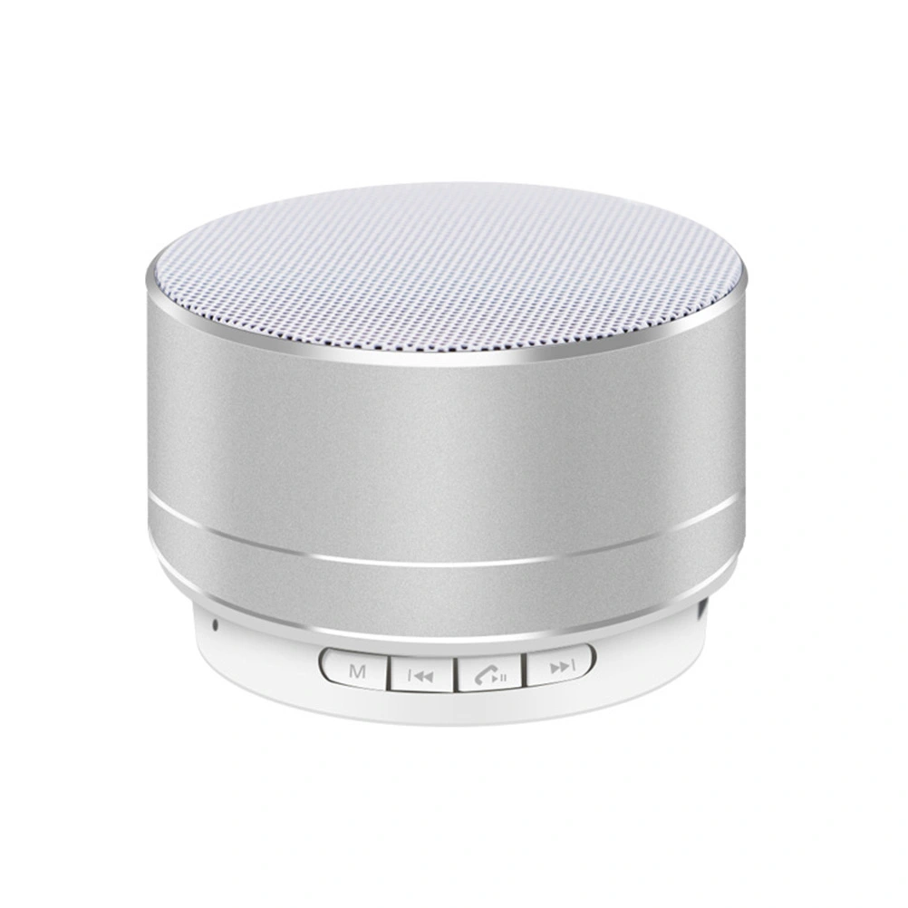 A10 Mini SpeakersSpeaker Stereo Music Portable LED Loudspeaker Hands-free Call FM TF Line-in (Silver)