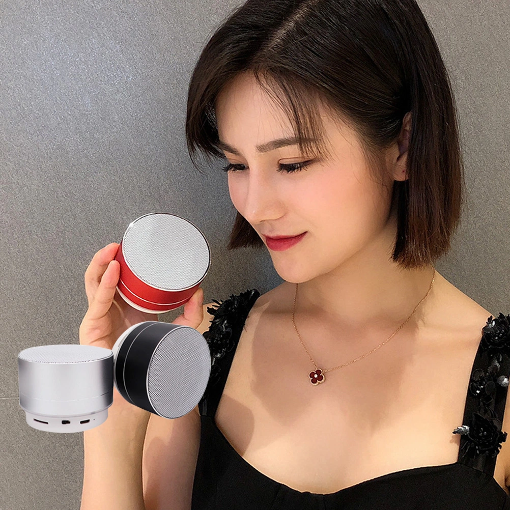 A10 Mini SpeakersSpeaker Stereo Music Portable LED Loudspeaker Hands-free Call FM TF Line-in (Silver)