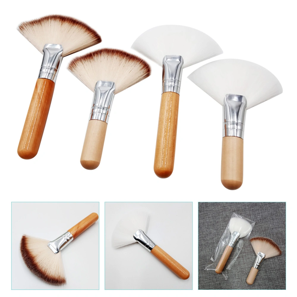 4Pcs Fan Brush Face Makeup Brush Highlighting Brush Cheekbones Brush Makeup Tools