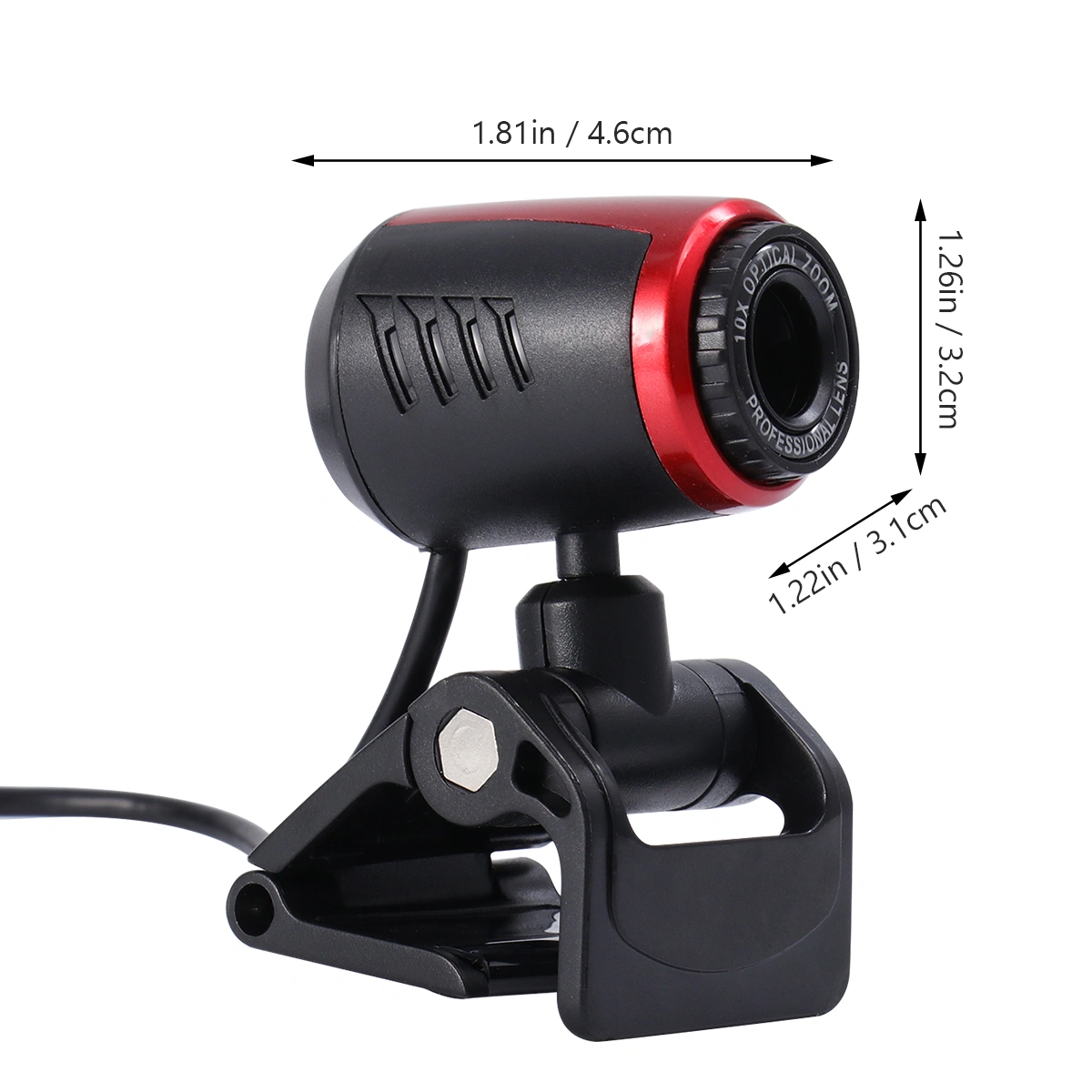 1.3MP Computer Camera USB Charging Microphone Practical PC Camera Flexible Webcam Black