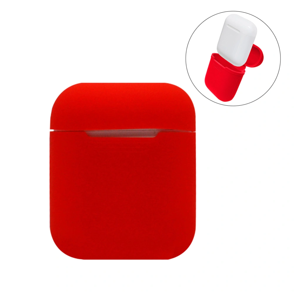 Silicone Proof Protective Case Sleeve Skin Cover for AirPods True Wireless Headphone Charging (Red)