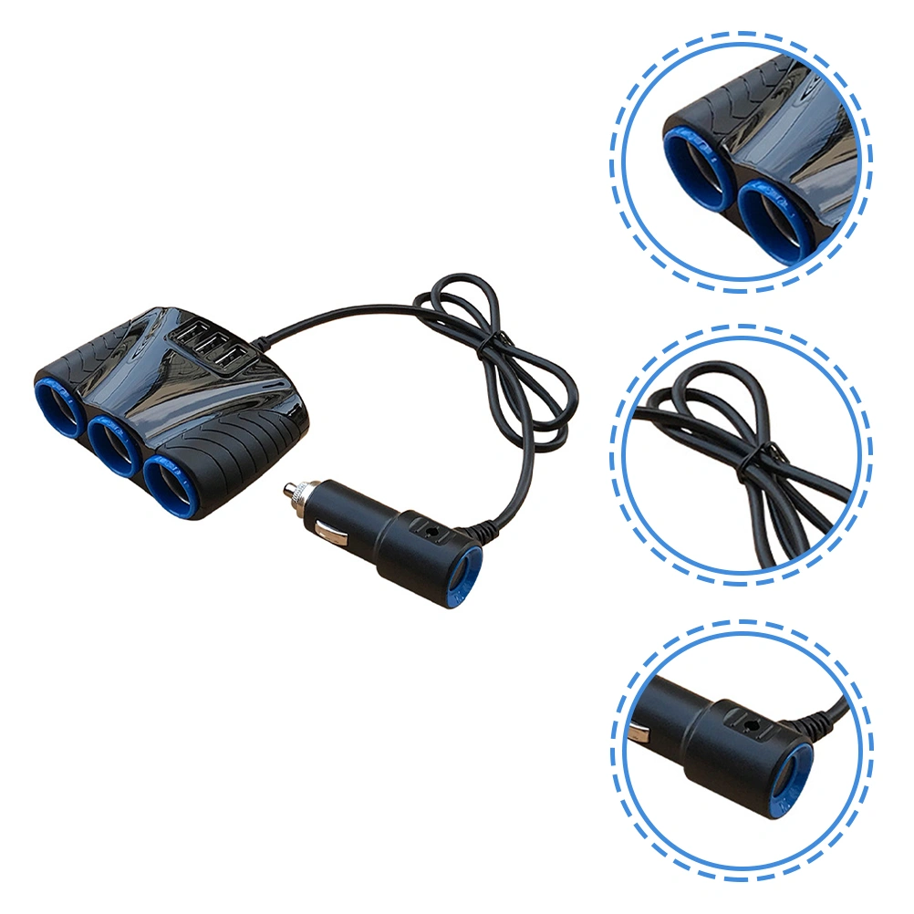 Auto Cigarette Lighter Charger Vehicle Charger Extender Three USB Car Charger
