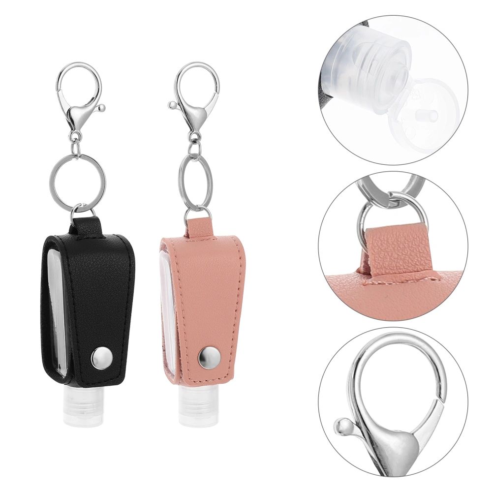 4 Sets Creative Hand Sanitizer Holder Portable Refillable Bottles (Black, Pink)