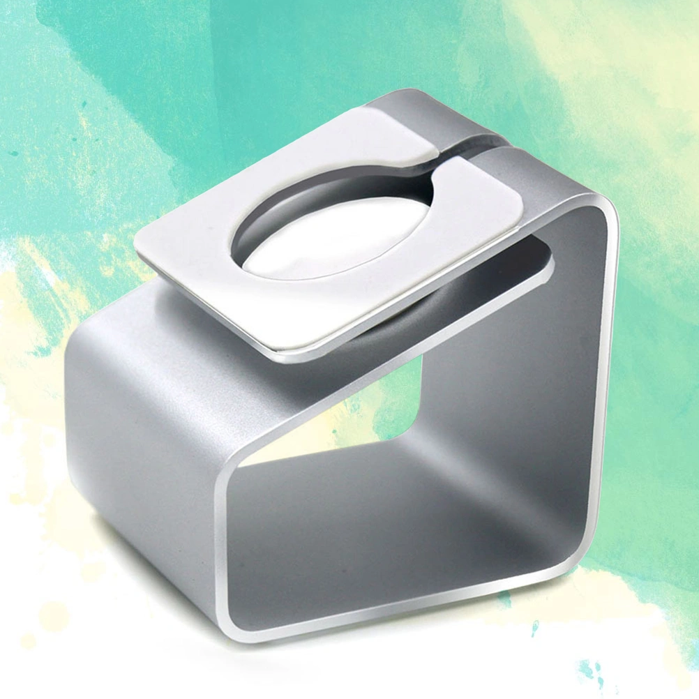 Charging Stand for Apple Watch Dock Charge Station Holder Aluminum Alloy Body Antislip Pad Wireless Charger Charging Dock (Silver)