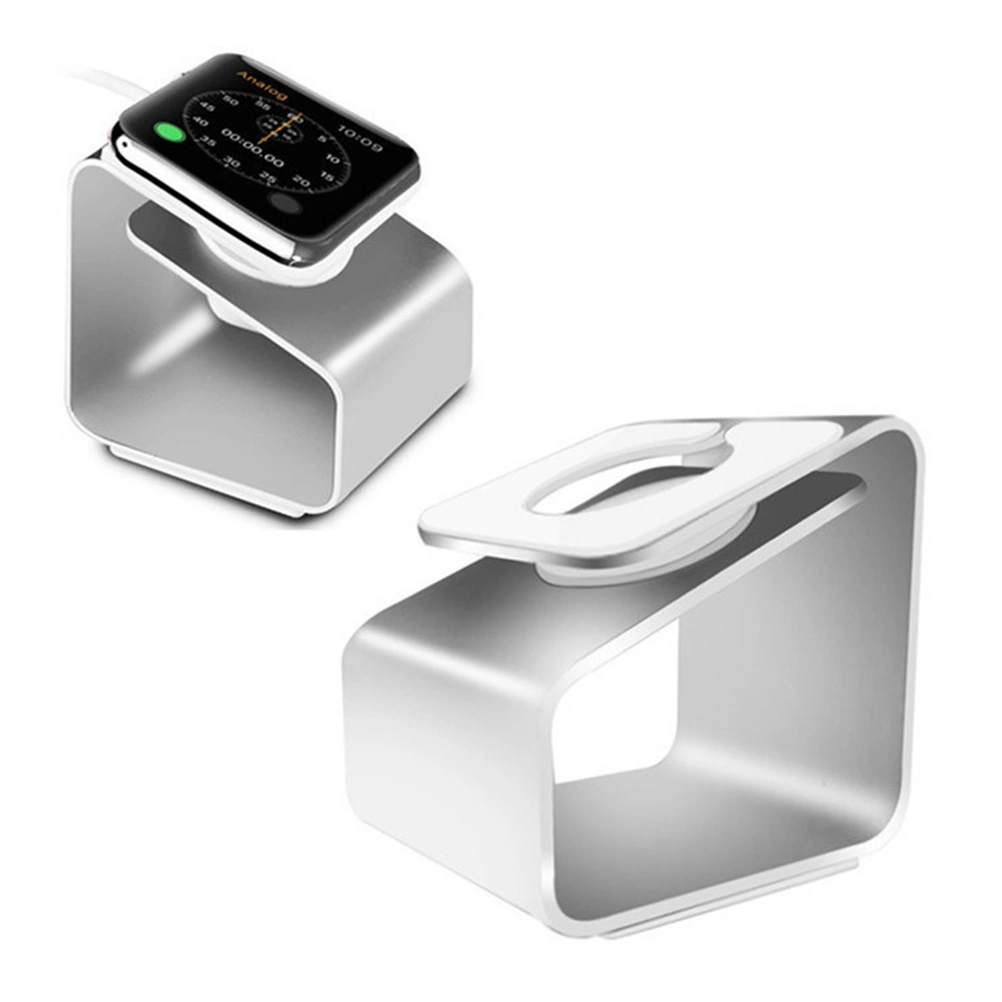 Charging Stand for Apple Watch Dock Charge Station Holder Aluminum Alloy Body Antislip Pad Wireless Charger Charging Dock (Silver)