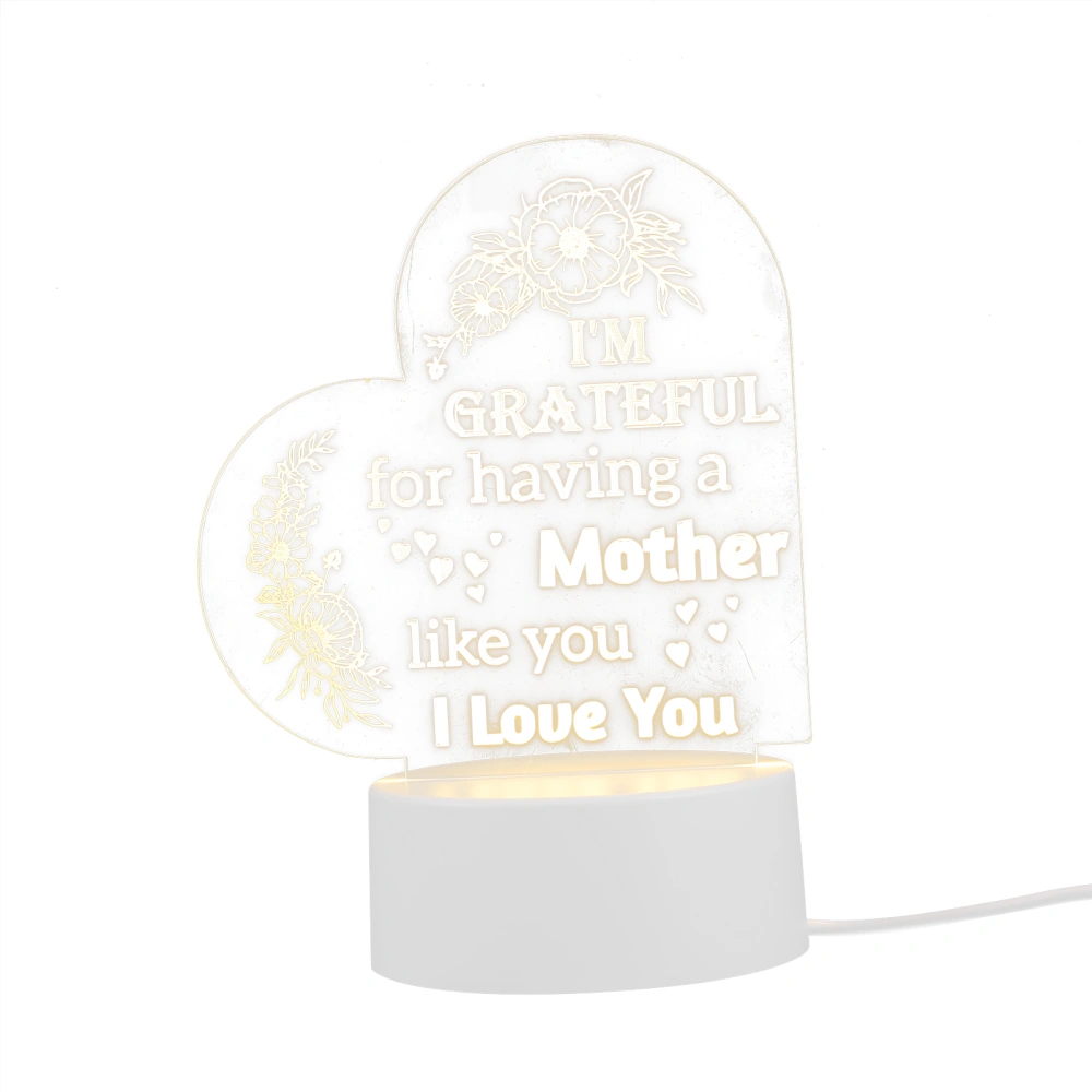 Mother's Day Gift USB Powered Acrylic Heart Shaped Night Light Ornament