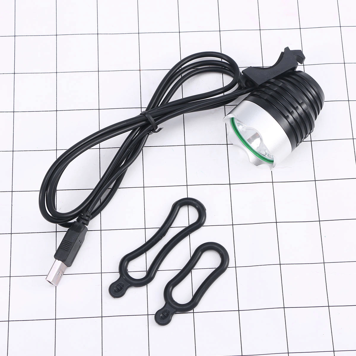 USB Bike Head Light Headlamp XML T6 LED Waterproof Front Light Night Cycling Safety Flashing Light for MTB Road Bike Accessories (White Shell/ White Light)