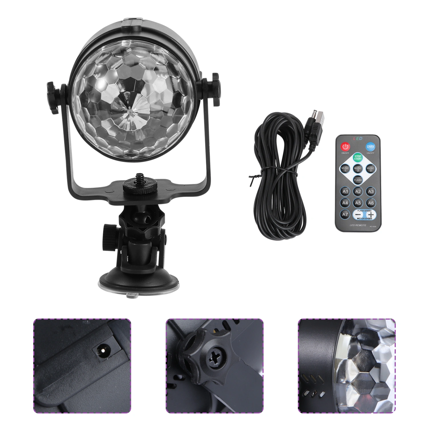 Colorful Rotating Lamp LED Voice Control Ball Rotating Lamp Colorful Stage Light