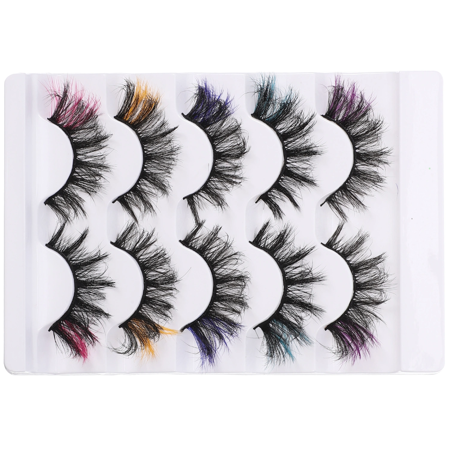 5 Pairs Makeup Lash Strip Curly Eyelashes Strip Colorful End Eyelash Makeup Eyelash Makeup Supplies