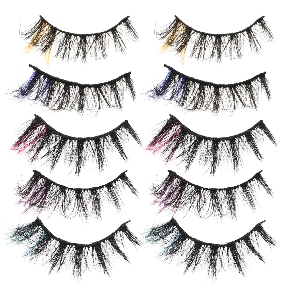 5 Pairs Makeup Lash Strip Curly Eyelashes Strip Colorful End Eyelash Makeup Eyelash Makeup Supplies