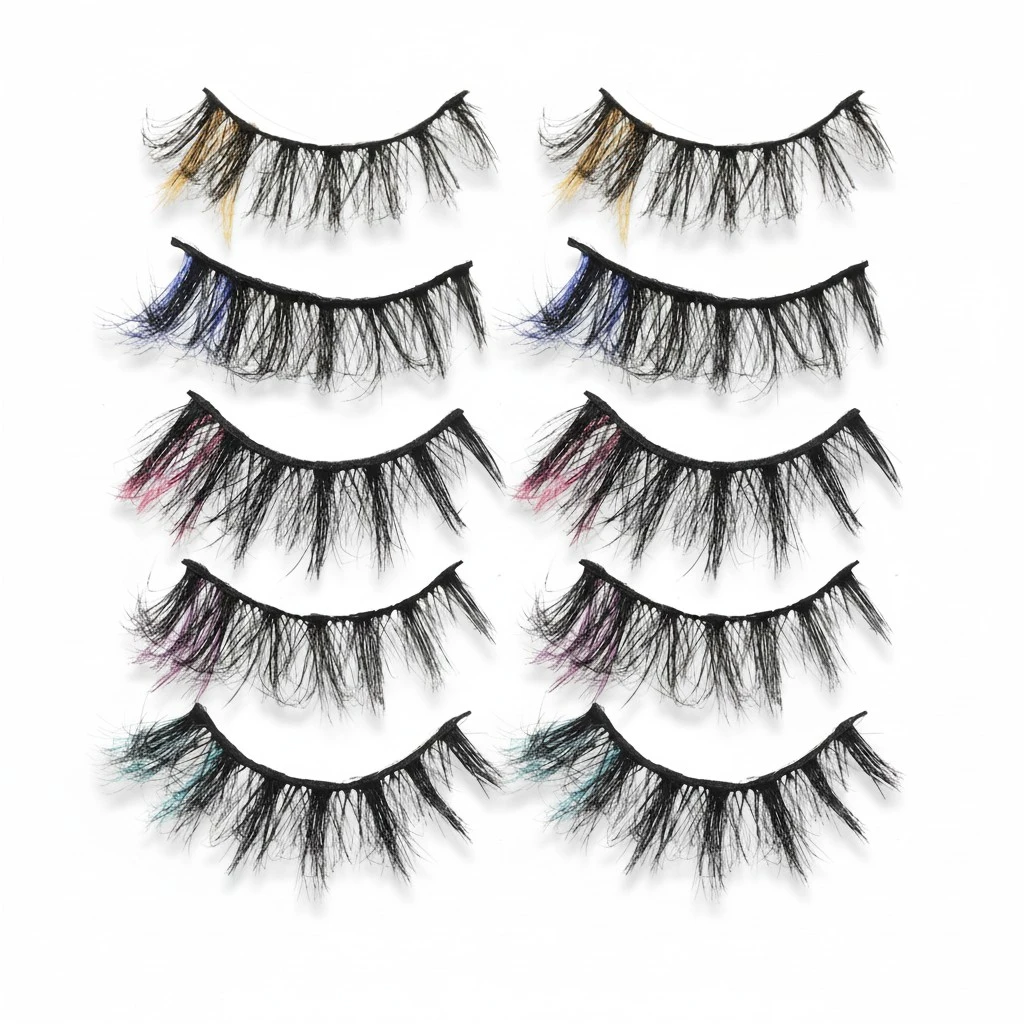 5 Pairs Makeup Lash Strip Curly Eyelashes Strip Colorful End Eyelash Makeup Eyelash Makeup Supplies