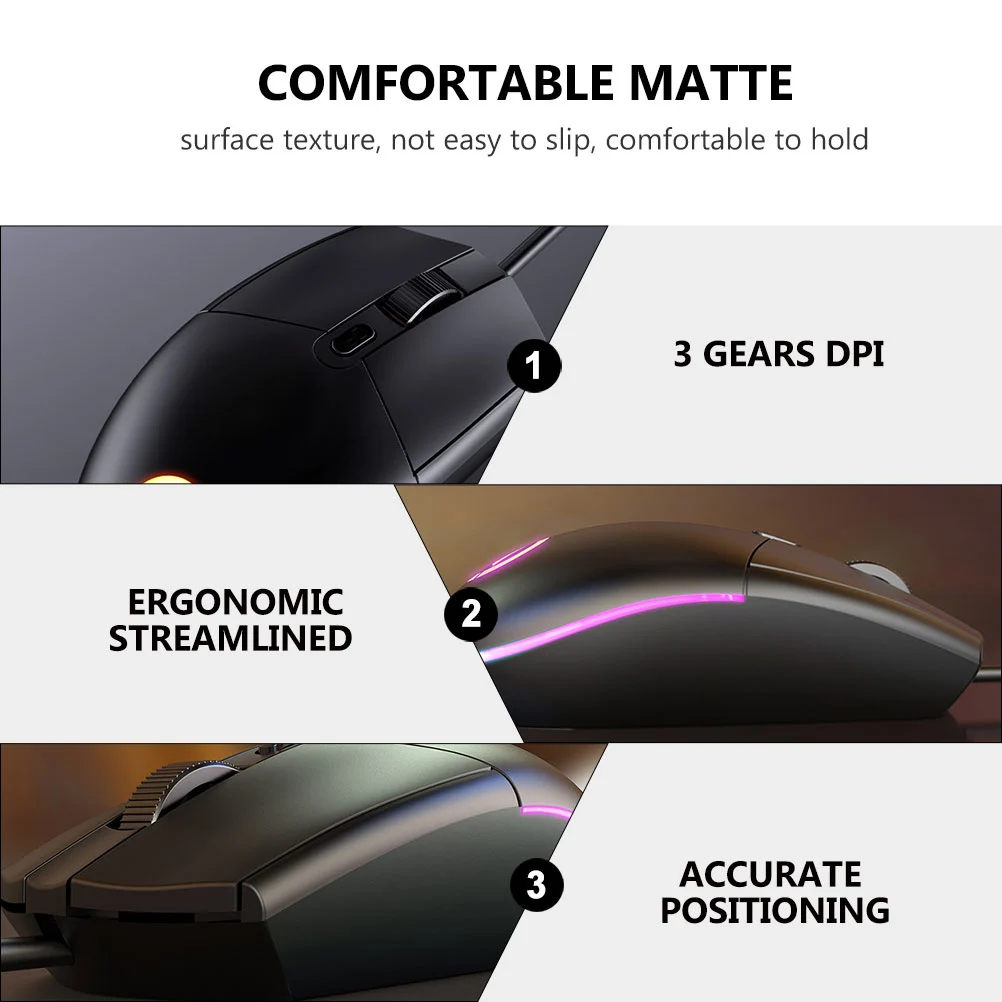Wired Mouse Ergonomic Frosted Anti-slip Breathing Light Gaming Mouse for Laptop
