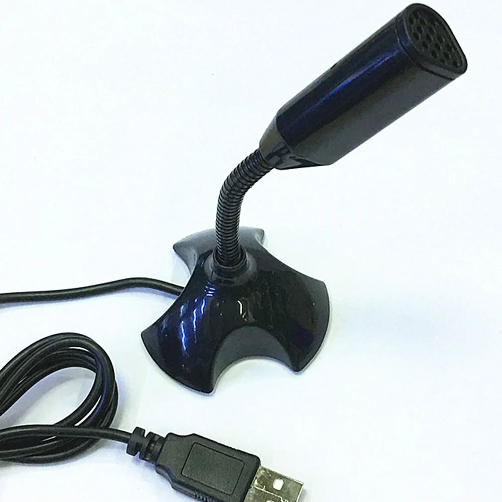 Portable USB Microphone Computer Microphone Convenient Mike Receiver for Broadcast Online Conference (Black)