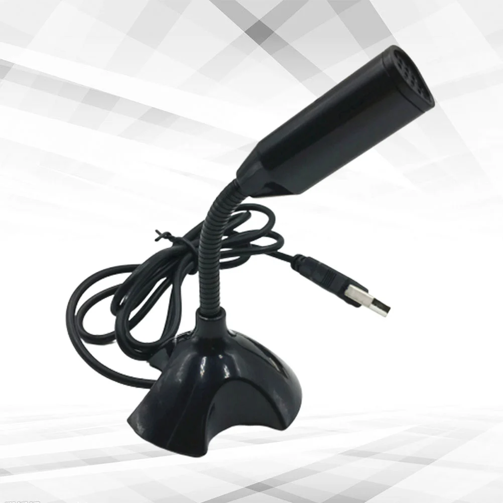 Portable USB Microphone Computer Microphone Convenient Mike Receiver for Broadcast Online Conference (Black)