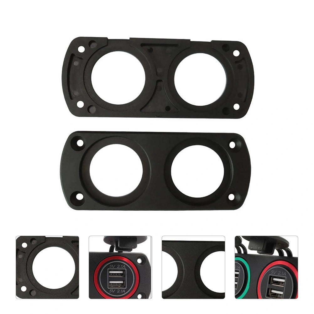 2Pcs Car Motorcycle Charger Panel Practical Combination Car Panel Black