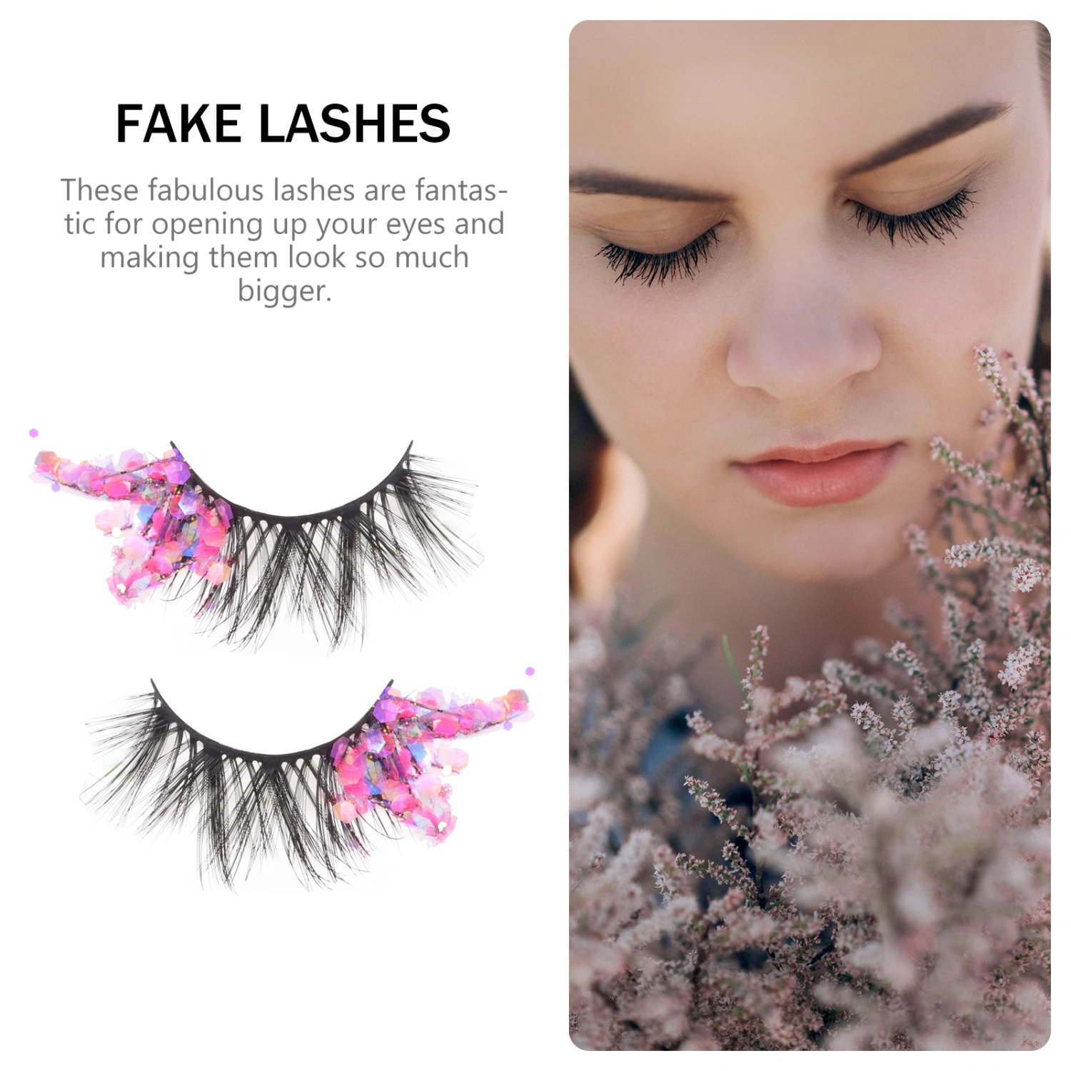 1 Pair Women Glitter Eyelashes Fluorescence Faux Eyelashes Girls Eyelash Extensions