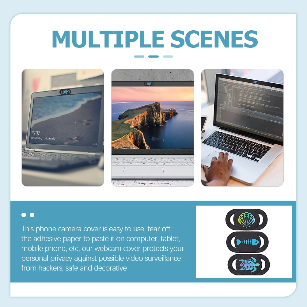3pcs Laptop Camera Cover Slide Pattern Phone Webcam Privacy Lens Protector