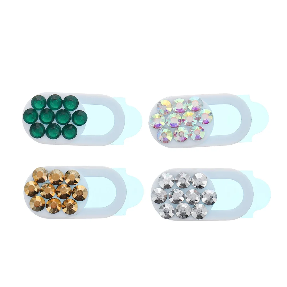 4pcs Rhinestone Webcam Cover Camera Slide Blocker Smartphone Anti-Spy Cover