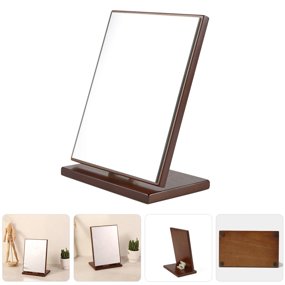 Wooden Makeup Mirror Vanity Makeup Mirror Multifunctional Mirror Rotation Mirror