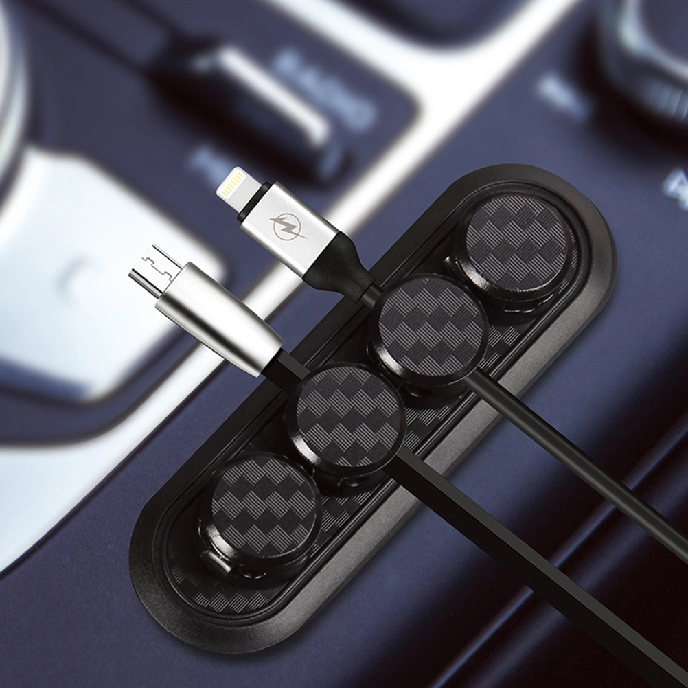 Carbon Fiber Texture Magnetic Cable Organizer Clip Wire Management USB Cables Holder