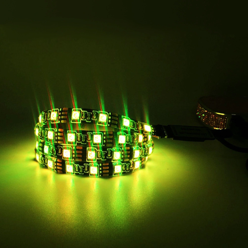 Colour Changing SMD 5050 RGB LED Strip Light DC5V USB Cable Flexible Tape Lights Rope Lights for TV Background Lighting and Decoration 120 LED Lights 2M