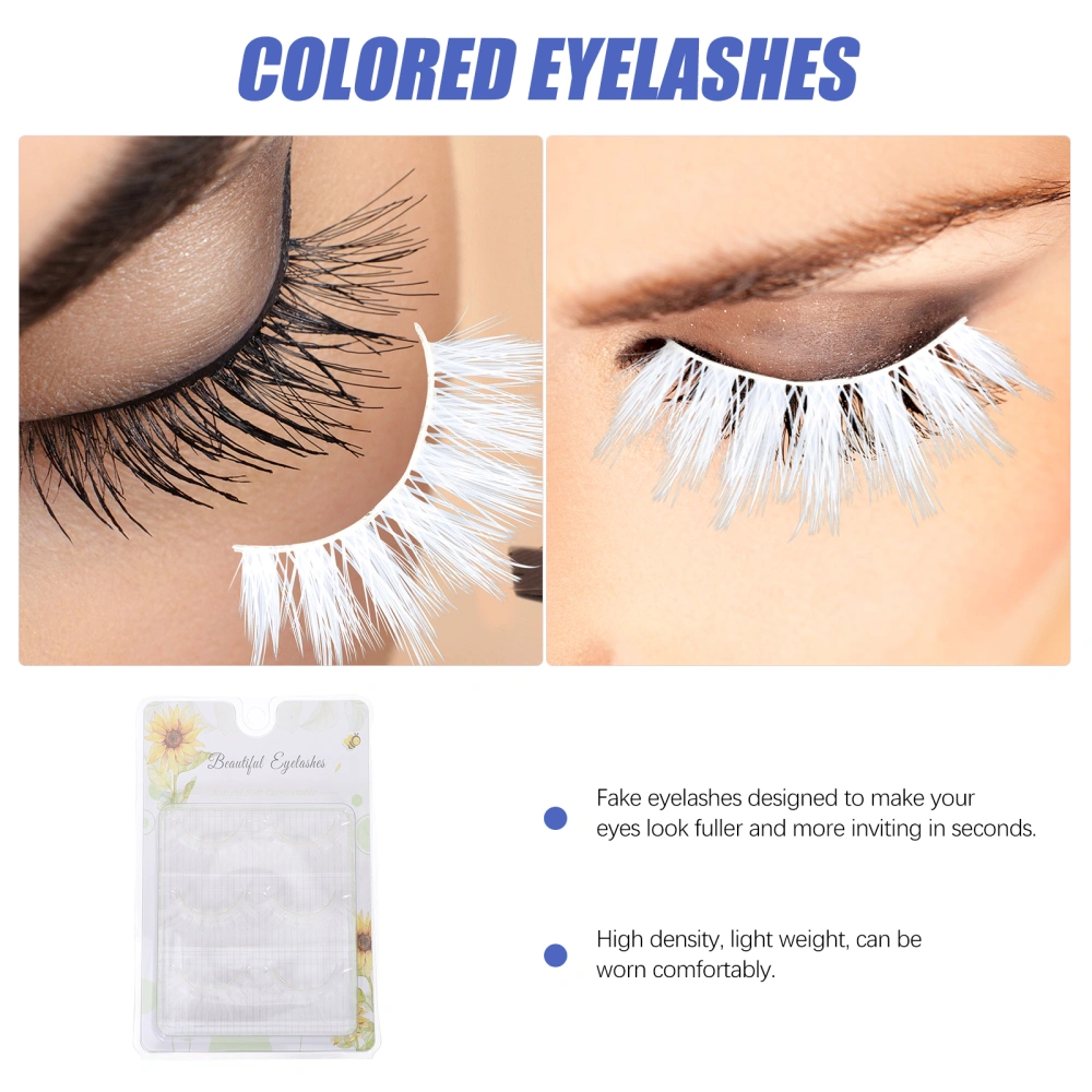 3 Pairs White Eyelashes False Eyelashes Makeup Eyelashes Cosplay Lashes for Women