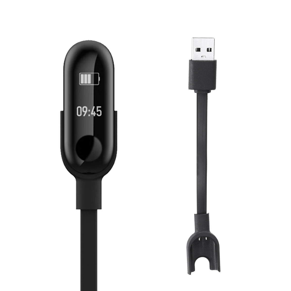 Charging Cable Cord Replacement USB Charger for Xiaomi Mi Band 3 Smart Wristband Bracelet Heart Rate Monitor Fitness (Black)