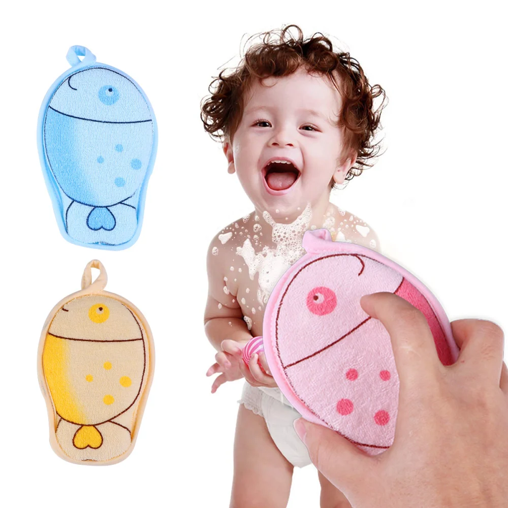 3Pcs Baby Bath Sponge Cartoon Animal Fish Absorbent Sponge Scrubber