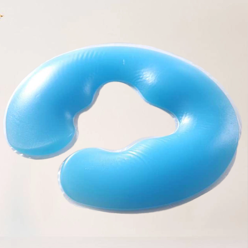 1PC U-shaped Hole Pillow Face Massage Sleeping Lying Pillow Silicone Pad for Beauty Salon Spa Massage Parlors (Blue)