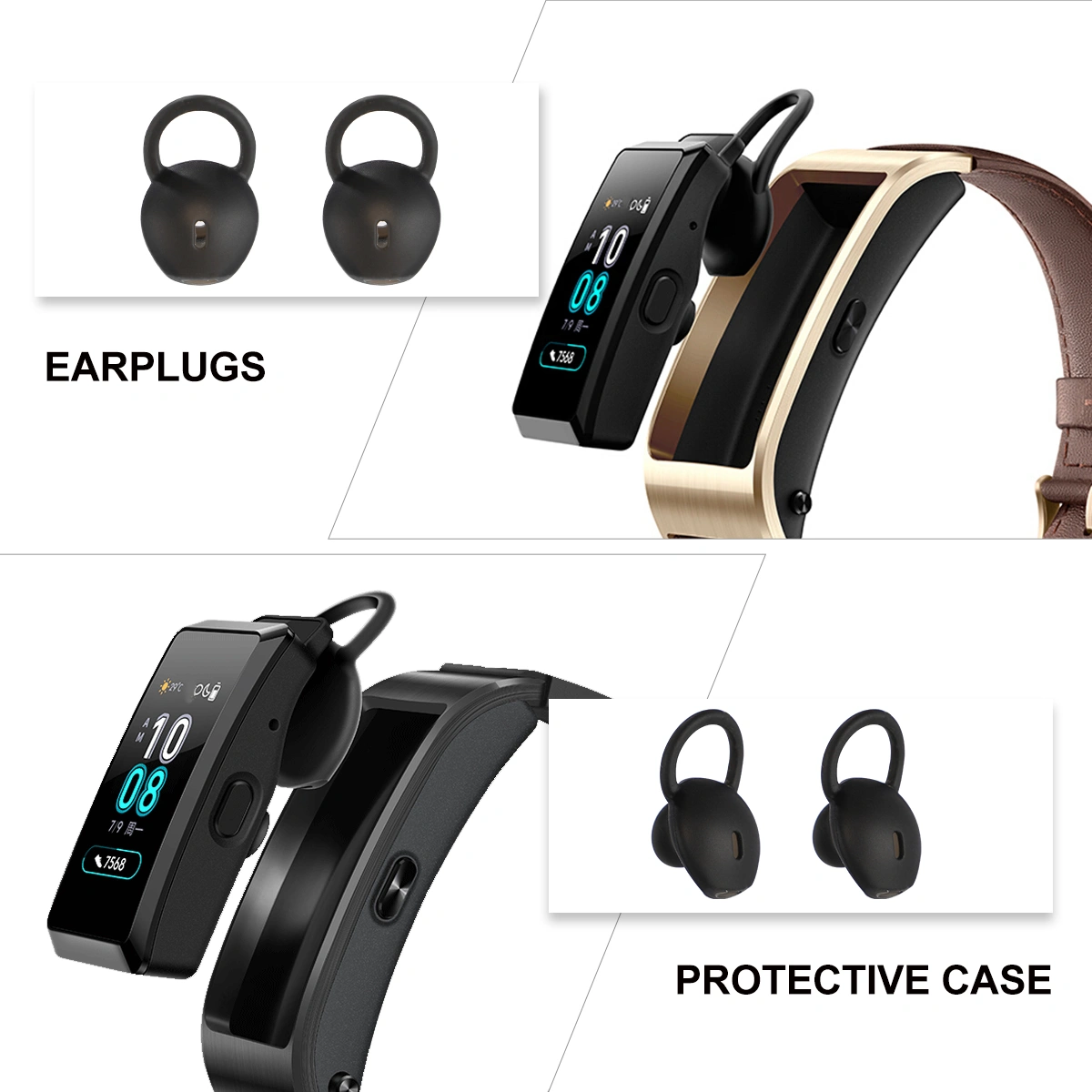 1 Set 4pcs Ear Ear Plug Cover Ear Bud Anti Earbuds Headphone Accessories Compatible for Huawei B5 (Black)