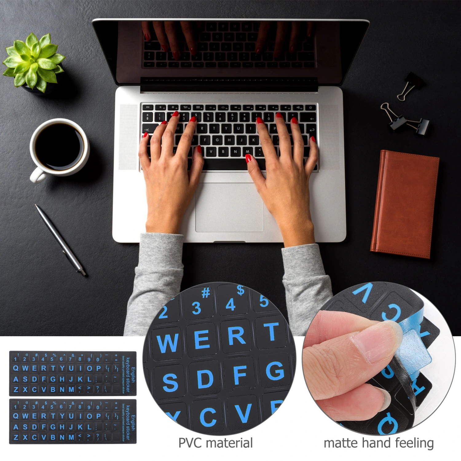 6pcs Keyboard Sticker Replacement Keyboard Language Sticker For Laptop Computer